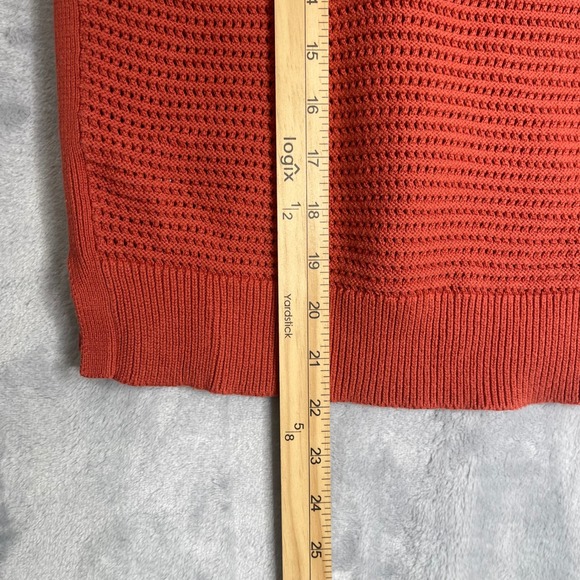 Ann Taylor Factory Sleeveless Sweater Womens M Rust Open Knit Preppy High Neck - Picture 6 of 7